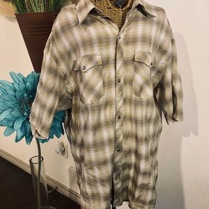 Hurley International Western Shirt Brown Plaid with Silver Threads Size …